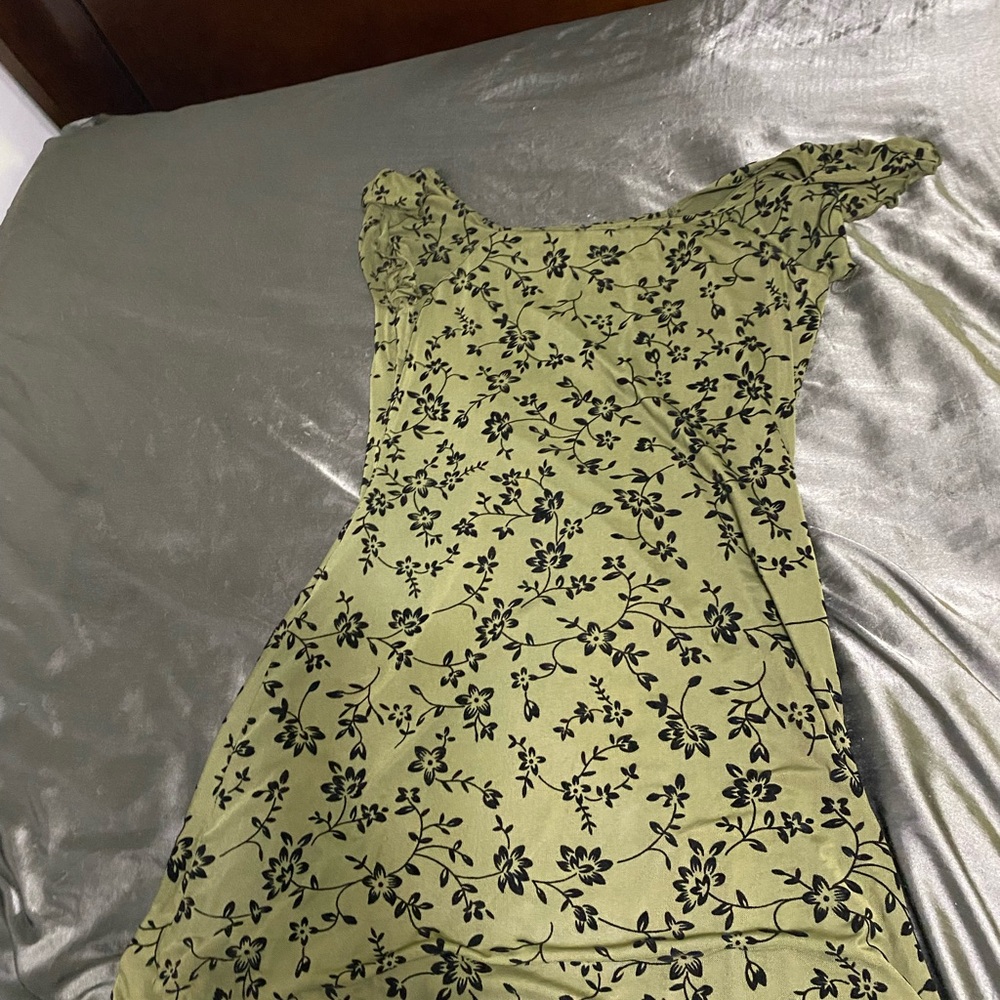 Chic Olive Floral Mini Dress